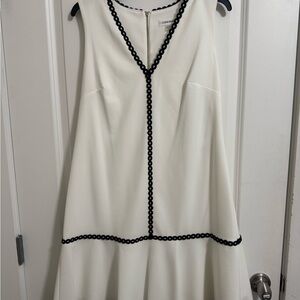 Calvin Klein White A-line Dress with V-neck for Wedding Guest